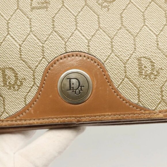Christian Dior Honeycomb Canvas Chain Shoulder Bag PVC Beige Gold Auth ti3242 - Picture 11 of 16
